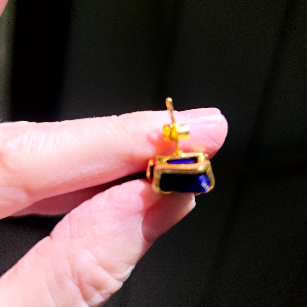 Lapis Lazule raw nugget studd earrings NEW! - Picture 10 of 10